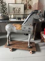 Brocante houten paard ! Groot , staat op wieltjes!, Antiek en Kunst, Ophalen