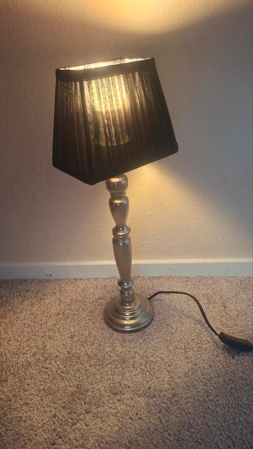 3 Tafellampen, zilver net doorzichtig zwarte kap, Huis en Inrichting, Lampen | Tafellampen, Gebruikt, Minder dan 50 cm, Ophalen of Verzenden