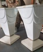 Paar Art Deco Brocante vazen gietijzeren wit geëmailleerd, Antiek en Kunst, Curiosa en Brocante, Ophalen