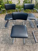 4 x Vintage / Retro Gispen buisframe stoel model 207, Huis en Inrichting, Ophalen, Gebruikt, Metaal, Zwart