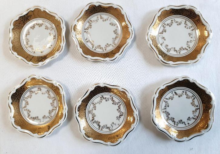 6 verguld porseleinen schaaltjes, ALKA Kunst Kronach Bavaria, Antiek en Kunst, Antiek | Servies los, Verzenden