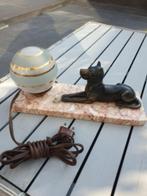 Prachtige art deco lamp met bronzen herders hond in zeer goe, Antiek en Kunst, Ophalen of Verzenden