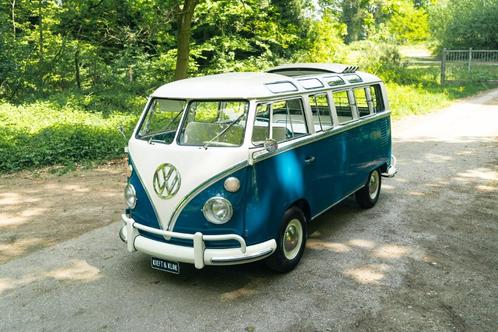 VW T1 Spijlbus samba 21 ramen deluxe, Auto's, Oldtimers, Particulier, Volkswagen, Benzine, MPV, Handgeschakeld, Blauw, Achterwielaandrijving