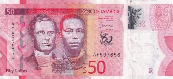 Jamaica 50 dollar 1-6-2022 polymer, Postzegels en Munten, Bankbiljetten | Amerika, Los biljet, Midden-Amerika, Verzenden