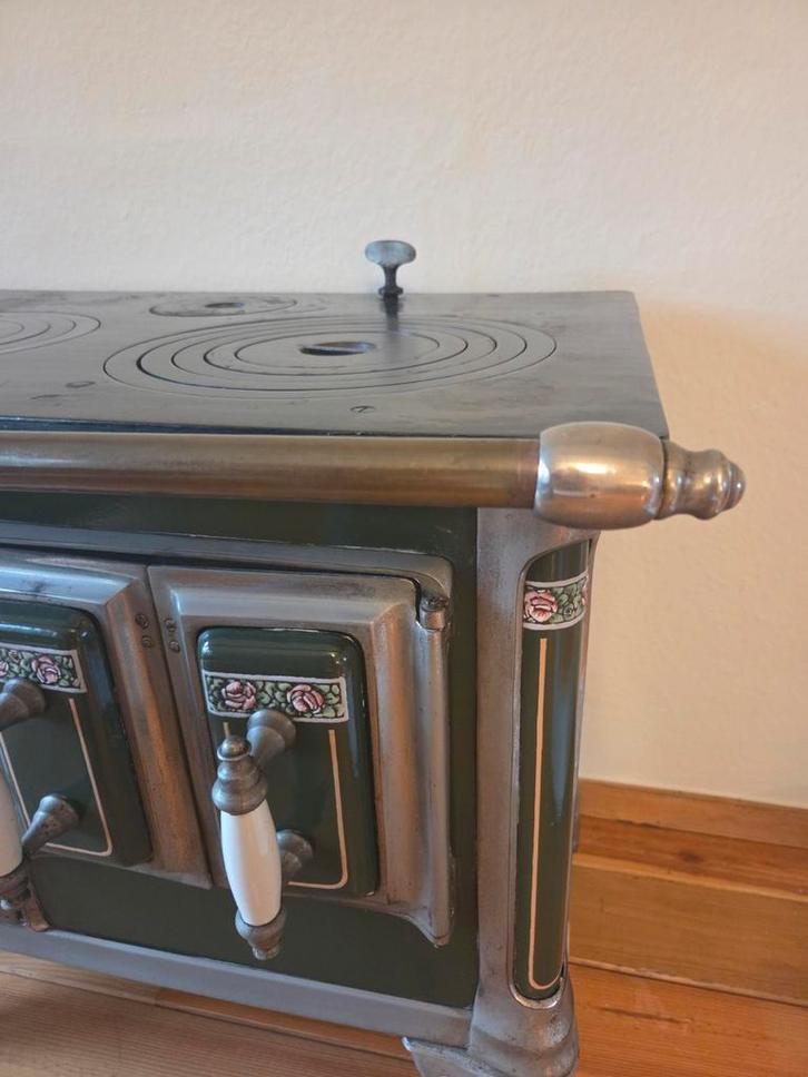 Antiek Kolenfornuis / Kachel - Groen Geëmailleerd, Antiek en Kunst, Antiek | Overige Antiek, Ophalen