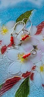 Set zilver bloedkoraal oorhangers en ketting hanger edelsmid, Hangers, Verzenden, Nieuw, Met edelsteen