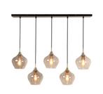 Light & Living Hanglamp RAKEL 5L - Antiek Brons/Smoke, Ophalen, Zo goed als nieuw, Glas, 75 cm of meer