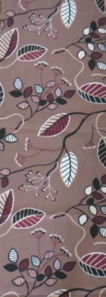Vintage lap stof bruin met bladeren en bloemen Zweeds design, Hobby en Vrije tijd, Stoffen en Lappen, Zo goed als nieuw, Katoen