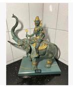 Zwaar bronzen olifant met tempelwachter Oosters, Ophalen of Verzenden