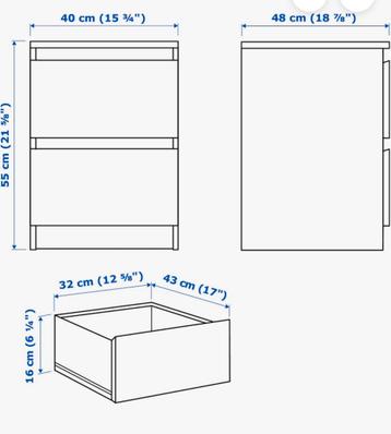 2x IKEA MALM Nachtkastjes - Wit - afbeelding 5