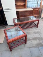 Luxe koffietafel set met glazen plaat, Gebruikt, Ob, 50 tot 100 cm, Minder dan 50 cm