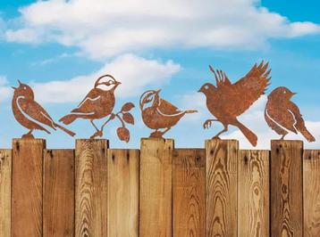 Cortenstaal vogels 5 stuks beschikbaar voor biedingen