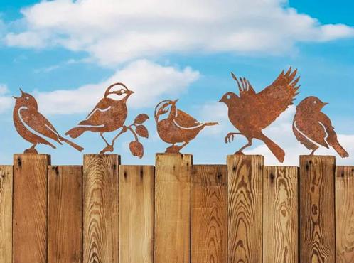 Cortenstaal vogels 5 stuks, Tuin en Terras, Tuinstekers, Nieuw, Ophalen of Verzenden