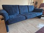 Blauwe 3-zits bank - Gebruikt, Huis en Inrichting, Banken | Bankstellen, Ophalen, Gebruikt, Driepersoons, Rechte bank
