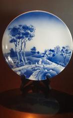 Blauw wandbord boerenlandschap, Antiek en Kunst, Ophalen of Verzenden