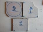 3 stuks antieke tegels met cupido,s/engeltjes, Ophalen of Verzenden