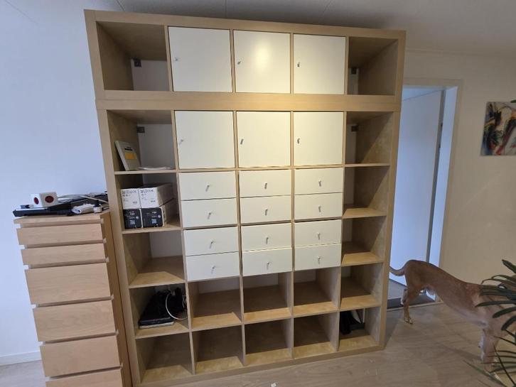 KALLAX Open kast, wit gelazuurd eikeneffect, 182x182 cm, Huis en Inrichting, Kasten | Kledingkasten, Gebruikt, 150 tot 200 cm