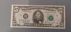 Five Dollar Biljet B 0834460 30 F  (2), Postzegels en Munten, Bankbiljetten | Amerika, Ophalen of Verzenden, Noord-Amerika, Los biljet
