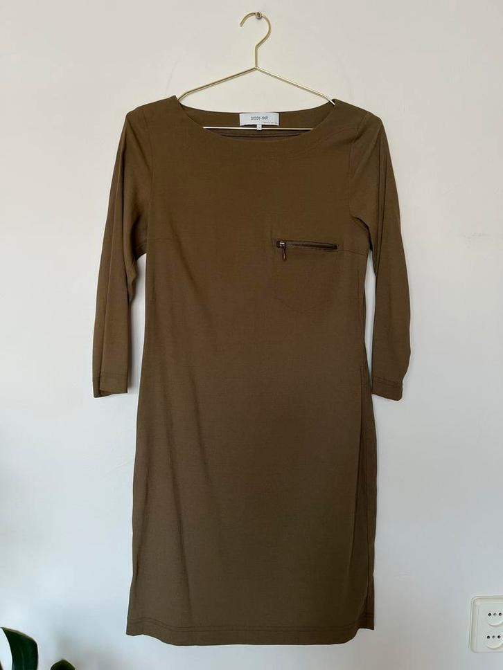 Yvonne bruin net Sissy Boy S jurk boothals viscose egf, Kleding | Dames, Jurken, Zo goed als nieuw, Maat 36 (S), Bruin, Boven de knie