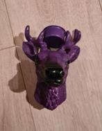 Paarse hertenkop voor aan de muur, waxinelichthouder, Ophalen of Verzenden, Minder dan 25 cm