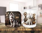 Witte Herder Steampunk set onderzetter + mok, Ophalen of Verzenden, Nieuw, Overige stijlen, Kop(pen) en/of Schotel(s)
