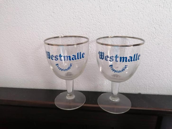 Westmalle Trappistenbier Glazen - Set van 2, Verzamelen, Biermerken, Zo goed als nieuw, Overige merken, Ophalen of Verzenden