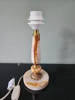 Tafellamp/ lampvoet marmer / onyx met messing details, Minder dan 50 cm, Gebruikt, Ophalen of Verzenden