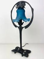 Art nouveau/Jugendstil tafellamp blauw kap, Antiek en Kunst, Antiek | Lampen, Ophalen of Verzenden