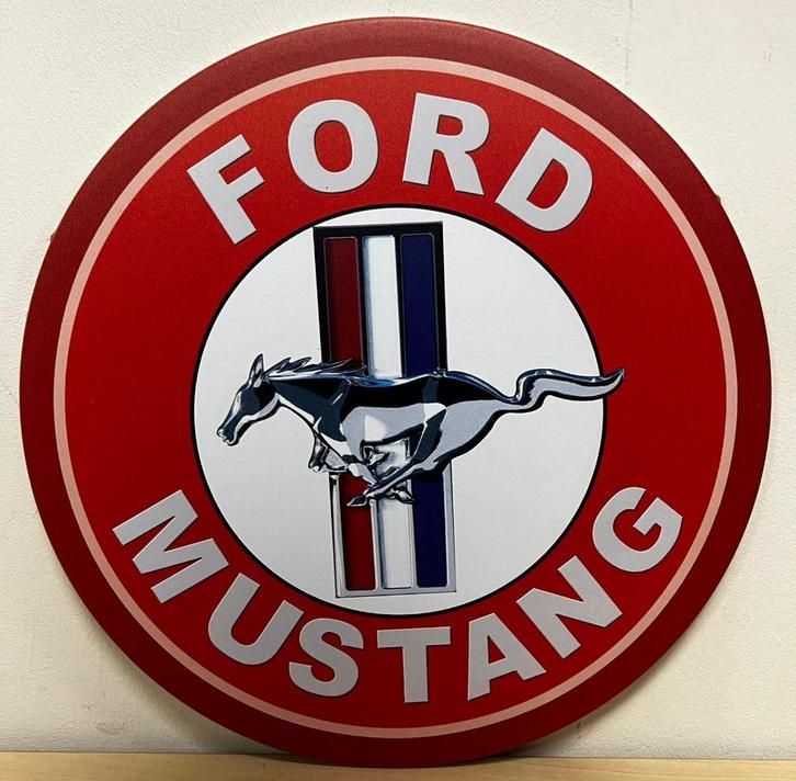 Ford Mustang logo paard rond reclamebord van metaal deco, Verzamelen, Automerken, Motoren en Formule 1, Nieuw, Auto's, Verzenden