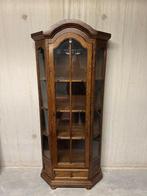 Antiek eiken vitrinekast, klassiek, glasdeuren, massief hout, Ophalen, Glas, Gebruikt, Met deur(en)