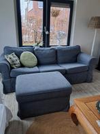 Ikea EKTORP 3-zitsbank antraciet stof en voetenbank, Huis en Inrichting, Banken | Bankstellen, Ophalen, Gebruikt, 150 tot 200 cm