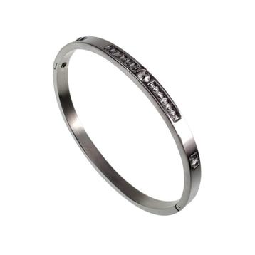 Bangle Stijve Armband Dames Gepolijst RVS Ronde Zirkonia  beschikbaar voor biedingen