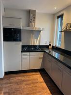 Complete keuken (Nolte) grijs met zwart graniet blad 6cm dik, Ophalen, Gebruikt, Hoekkeuken, Graniet of Steen