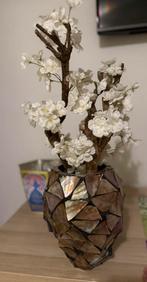 Schelpenvaas met bloesems, Overige kleuren, Ophalen of Verzenden, Minder dan 50 cm, Glas