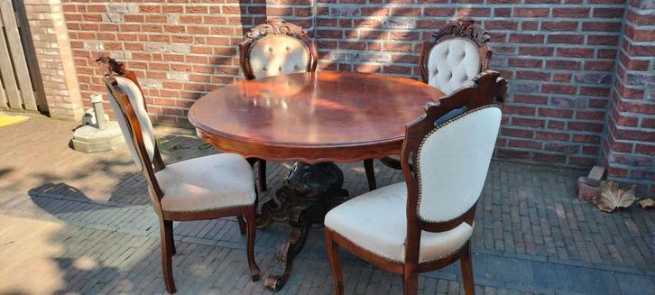 Ronde tafel met 4 stoelen, Huis en Inrichting, Tafels | Eettafels, Gebruikt, 100 tot 150 cm, 100 tot 150 cm, Vier personen, Rond