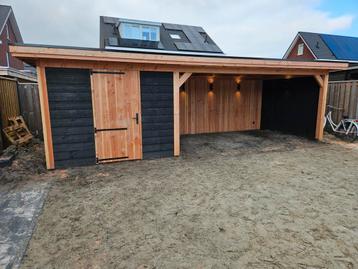 Overkapping 8x3 meter met schuur inclusief montage  beschikbaar voor biedingen