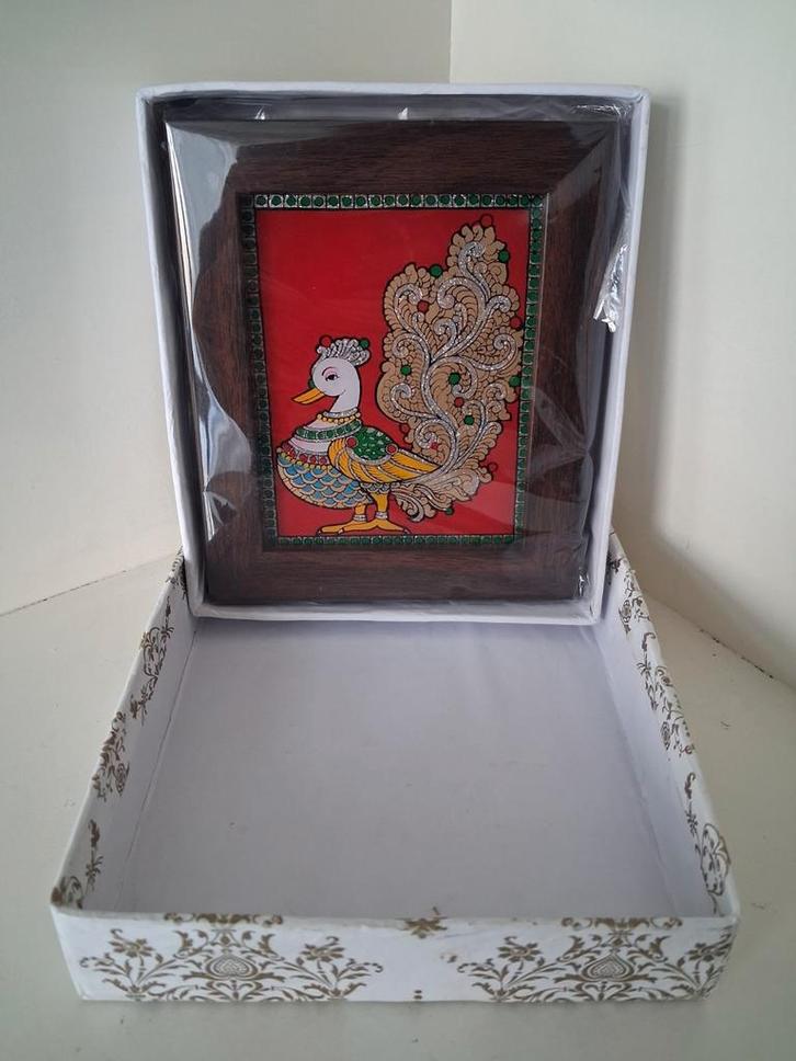 Handgemaakte Tanjore-stijl Pauw | Traditionele Zuid-Indiase, Antiek en Kunst, Antiek | Woonaccessoires, Ophalen of Verzenden