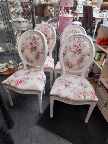 Set 4 brocante medaillon stoelen opnieuw gestoffeerd  beschikbaar voor biedingen