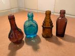 4 Vintage Kleurrijke Flesjes, Antiek en Kunst, Antiek | Glas en Kristal, Ophalen