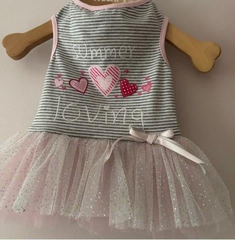 Kleine hond jurkje - rug lengte 28cm - roze glitter zilver, Dieren en Toebehoren, Hondenkleding, Ophalen of Verzenden, Nieuw