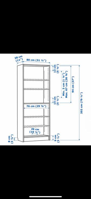 IKEA BILLY Boekenkast, zwart eikenpatroon, 80x28x202 cm - afbeelding 2