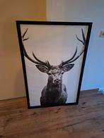 Canvasdoek in zwart frame hert, Ophalen of Verzenden, Gebruikt