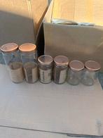 Bewaarpotten glas set van 6 nieuw, Ophalen of Verzenden, Glas, Pot, Bus of Blik