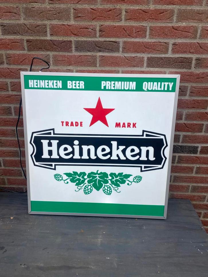 Heineken Reclamebord / Lichtbak, Verzamelen, Biermerken, Zo goed als nieuw, Reclamebord, Plaat of Schild, Heineken, Ophalen