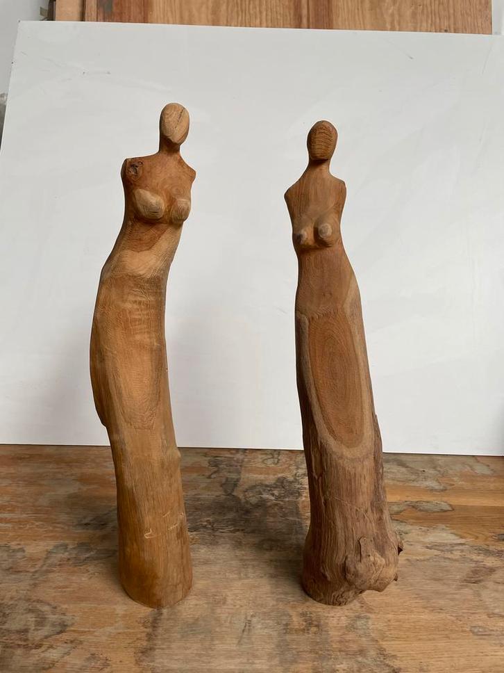 Houten beelden Indonesië - Handgemaakt, hoog 75 cm., Antiek en Kunst, Kunst | Beelden en Houtsnijwerken, Ophalen