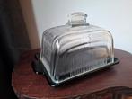 Vintage Leerdam stol met zwarte glas onderkant, Ophalen of Verzenden, Gebruikt