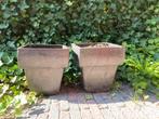 Mooie potten, geglazuuurd,, Tuin en Terras, Bloempotten, Vierkant, Tuin, Zo goed als nieuw, Aardewerk