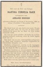 Martina Cornelia Bakx 1886 Bergen op Zoom + 1955 aldaar, 69, Verzamelen, Bidprentjes en Rouwkaarten, Verzenden