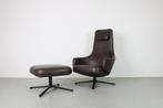 Vitra Repos fauteuil met ottoman, Chocolate bruin, Ophalen, Zo goed als nieuw, 50 tot 75 cm, Leer