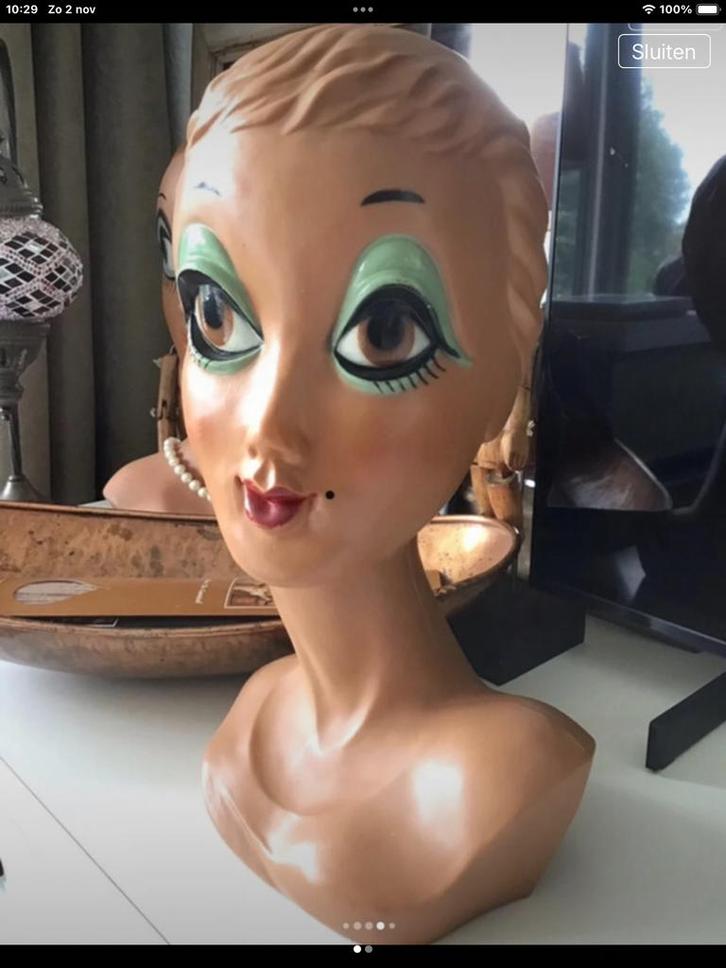 Vintage Twiggy Mannequin Hoofd Sixties Stijl, Antiek en Kunst, Antiek | Overige Antiek, Ophalen of Verzenden